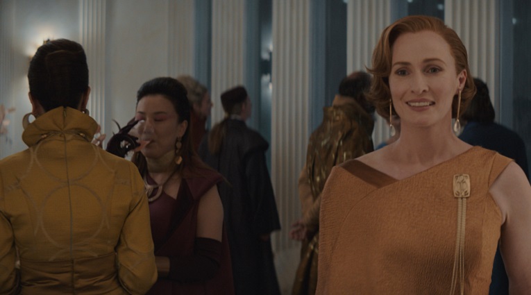 on Mothma (Genevieve O'Reilly) in Lucasfilm's ANDOR, exclusively on Disney+. ©2022 Lucasfilm Ltd. & TM. All Rights Reserved.