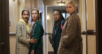 Amrit Kaur, Pauline Chalamet, Alyah Chanelle Scott, and Reneé Rapp in Sex Lives of College Girls. Courtesy of HBO Max